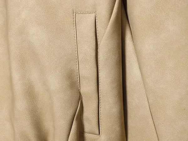 Women's Oversized Suede Bomber Jacket – Zip Up, Demi-Season, Winter Outerwear