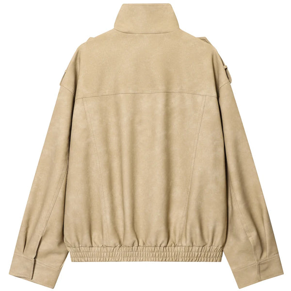 HXAO Leather Jacket Women Autumn Oversized Bomber Jacket New In Coats & Jackets Stand Collar Long Sleeve Tops Fashion Outerwear