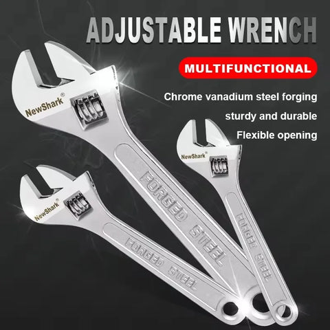 Heavy-Duty Adjustable Wrench – Large Opening, Long Handle, CR-V Steel