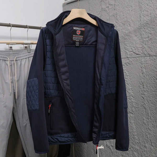 Men's Norway Winter Cotton Jacket – Outdoor Stand Collar Spliced Casual Coat, Warm Padded Outerwear