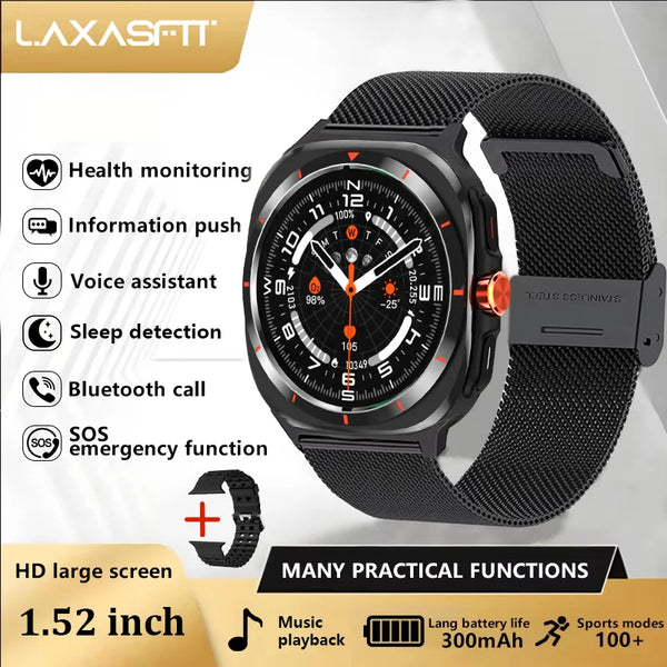 LAXASFIT 1.52" Smart Watch – Bluetooth Calling, Heart Rate & Fitness Tracker for Men & Women