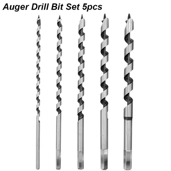 Extra Long Auger Drill Bit Set – Brad Point, Hex Shank, Deep Hole Woodworking Tools