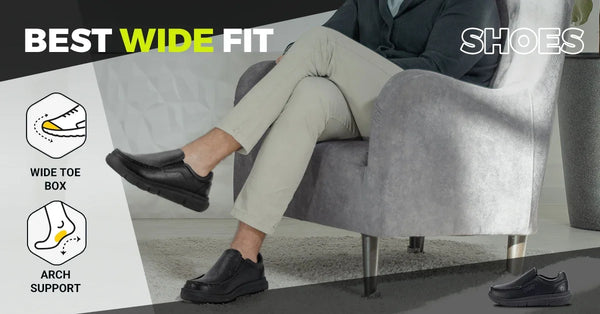 FitVille Men's Wide Width Slip-On Shoes – Leather Casual Footwear, Lightweight for Swollen Feet, Arch Support & Pain Relief