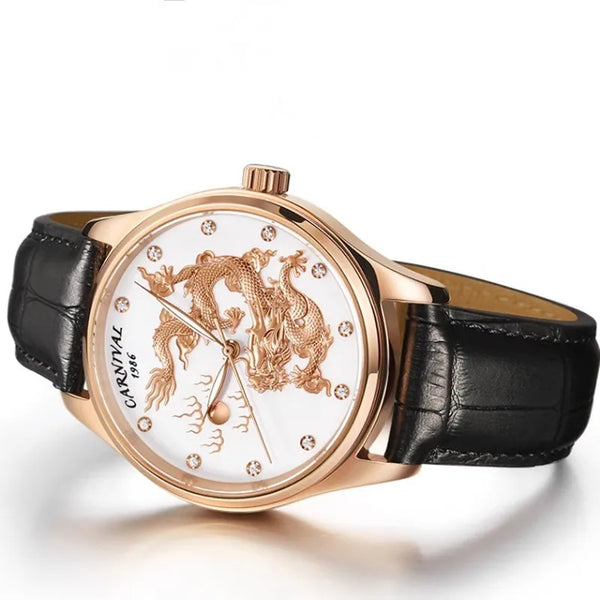 CARNIVAL Men’s Automatic Watch – NH36 Movement, Waterproof Mechanical Dress Wristwatch, Luxury Gold Dragon
