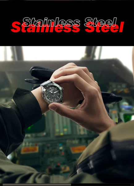 NORTH EDGE MACH 2024 Pilot Watch – Solar Powered, Dual Time, Waterproof