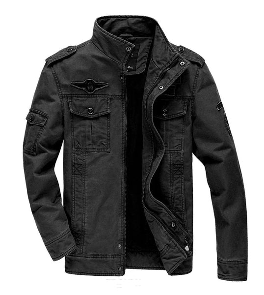 GKKS Men's Military Bomber Jacket – 2023 Autumn Casual Cotton Workwear, Loose Fit