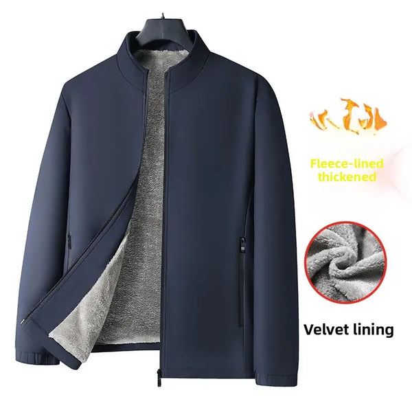 Thickened Fleece Jacket for Men – Ideal for Middle-Aged & Elderly Comfort