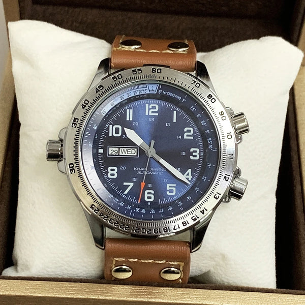 Men’s Military Watch – Double Calendar, Luminous, Camouflage Strap, Army Green, Black/Blue, Quartz