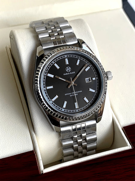 PABLO RAEZ Men's Luxury Silver Watch – SUS304 Steel, Luminous, Waterproof
