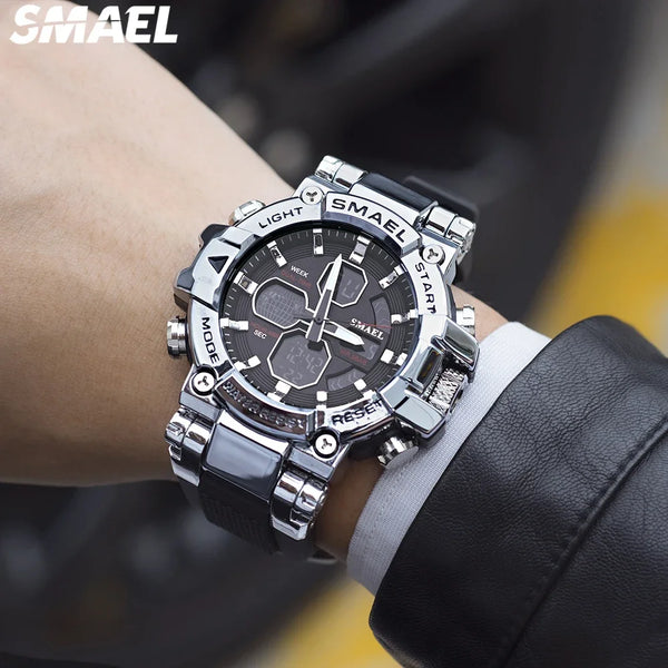 SMAEL Colorful Alloy Watch Men's Outdoor Sports Waterproof Multi functional Electronic Watch  8027