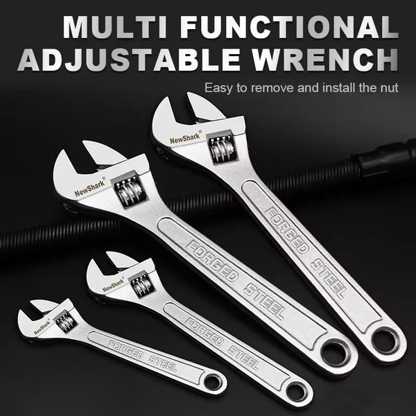 Heavy-Duty Adjustable Wrench – Large Opening, Long Handle, CR-V Steel