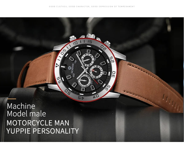 OCHSTIN Men’s Quartz Watch – Waterproof, Leather Strap, 24-Hour Display, Multifunction Classic Wristwatch