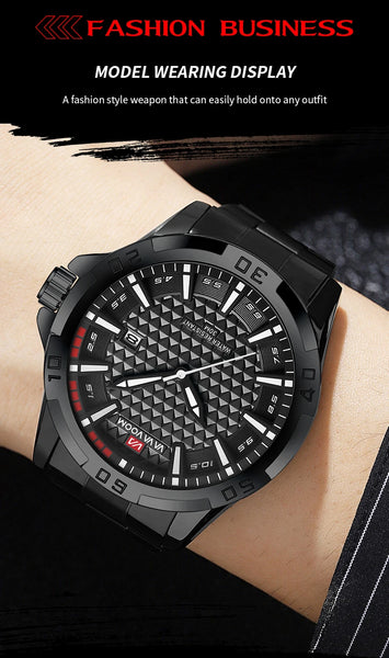 VA VA VOOM Men's Sport Quartz Watch – Military Style, Calendar, Waterproof, Leather