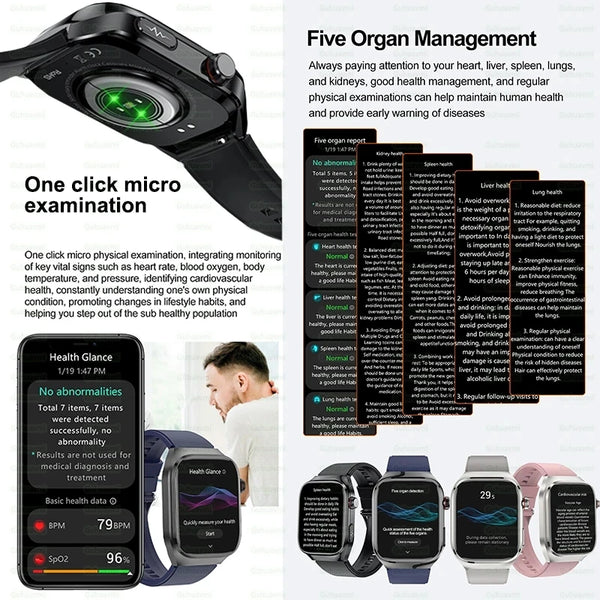 2025 New For Xiaomi Five organ examination Smart Watch Men ECG+PPG Uric Acid Blood Fat Bluetooth Call Sports Health Smartwatches