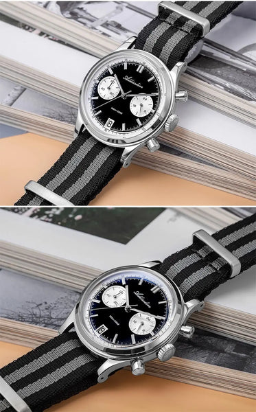 ADDIESDIVE Top Brand Man Watch BGW9 Super Luminous 10Bar Waterproof Bubble Mirror Glass VK64 Chronograph Quartz Steel Wristwatch