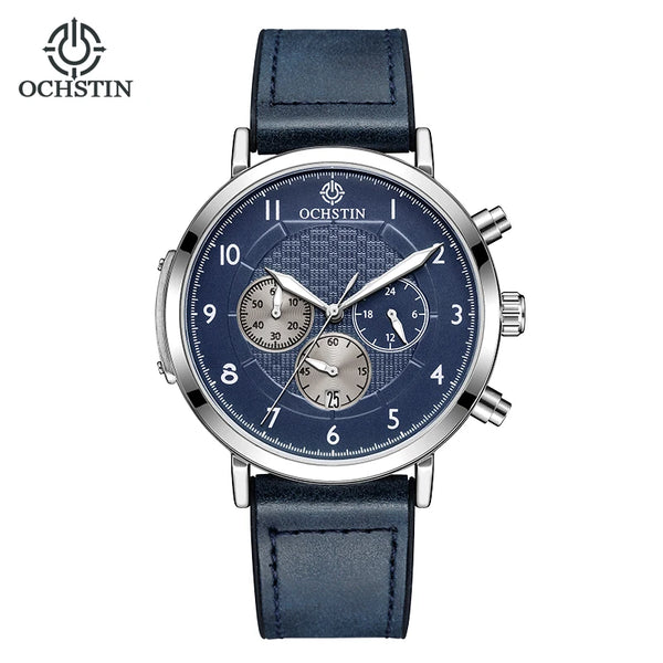 OCHSTIN Commander Men’s Watch – Quartz Movement, Magnetic Buckle, Waterproof, Leather-Rubber Strap