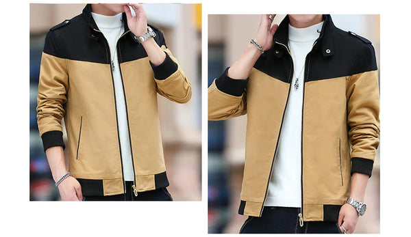 DIMUSI Men's Winter Bomber Jacket – Fleece-Lined, Stand Collar, Warm Casual Outerwear