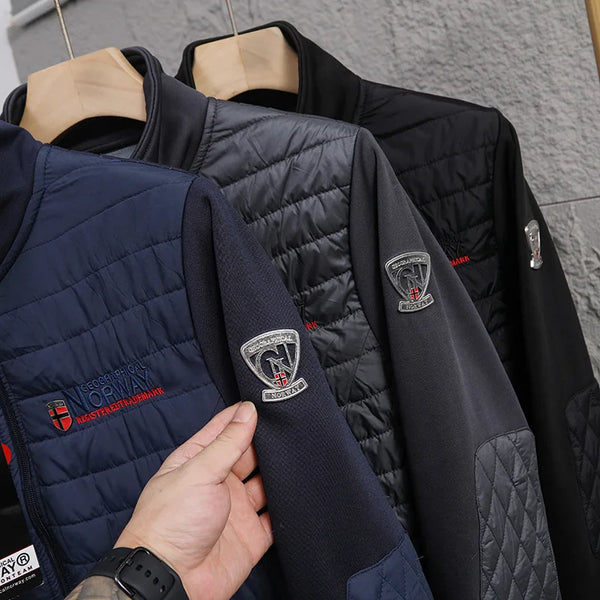 Men's Norway Winter Cotton Jacket – Outdoor Stand Collar Spliced Casual Coat, Warm Padded Outerwear