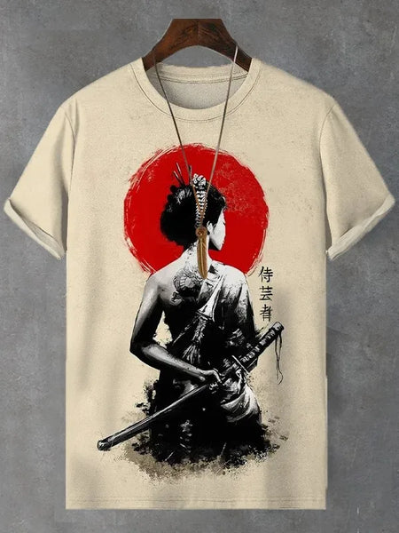 3D Japanese Ukiyo-e Graphic Tee – Casual O-Neck Shirt for Men