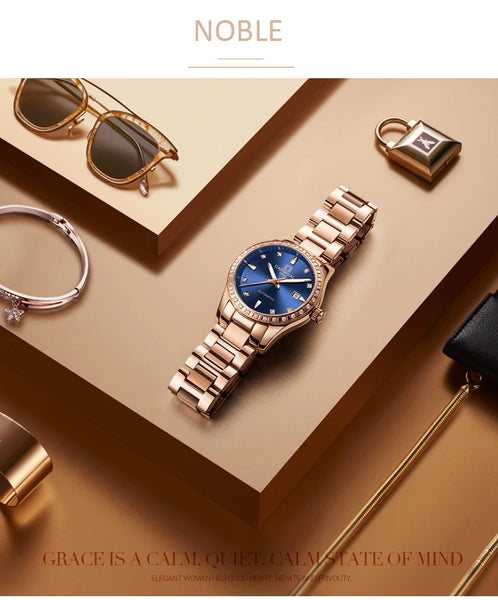 CARNIVAL Women’s Automatic Watch – Rose Gold, Stainless Steel, Calendar, Luminous, Waterproof Mechanical 8685