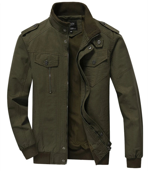 GKKS Men's Military Bomber Jacket – 2023 Autumn Casual Cotton Workwear, Loose Fit