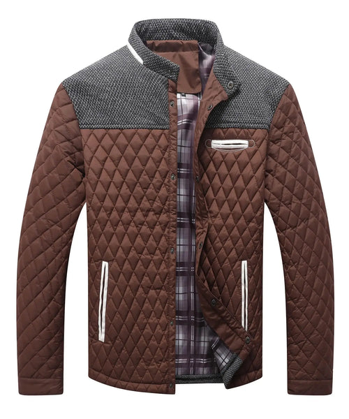 Men's Diamond Quilted Bomber Jacket – Lightweight Puffer, Button Down Overshirt, US Size