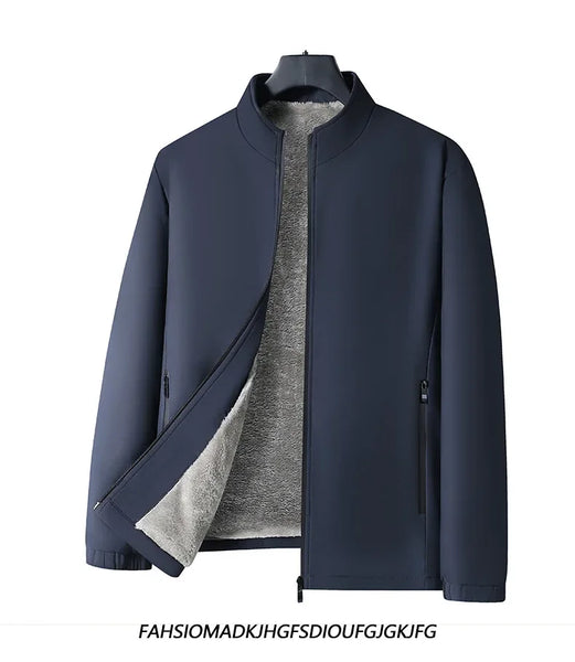 Thickened Fleece Jacket for Men – Ideal for Middle-Aged & Elderly Comfort