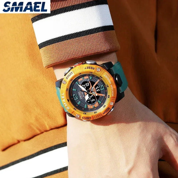 SMAEL Waterproof  Male Digital LED Display Quartz Analog Stopwatch Fashion Men Watch Sport Watches 8058