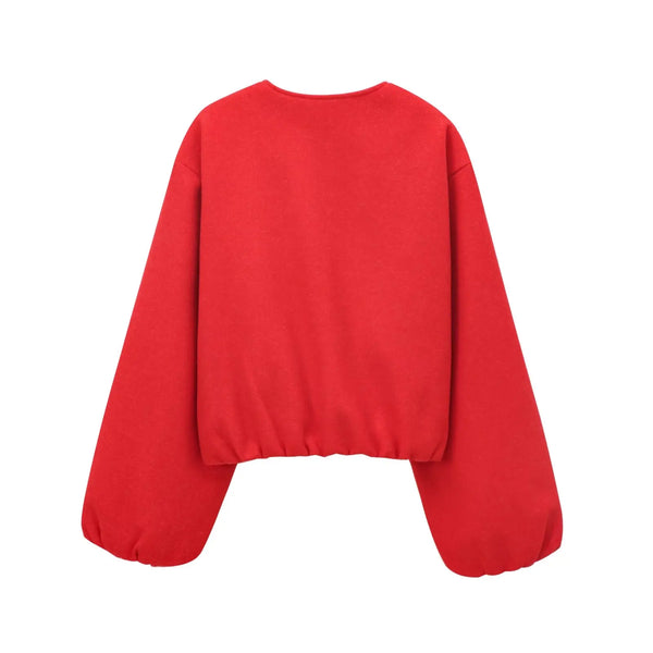 MUJER Black Bomber Jackets for Women Zipper Varsity Jackets Women Soft Cropped Jackets Woman 2025 Long Sleeve Winter Coat Female