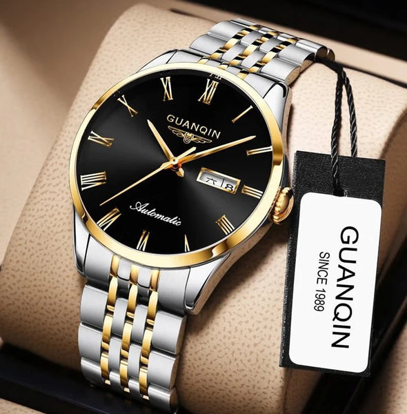 GUANQIN Men's Luxury Automatic Watch – Stainless Steel, Date, Week, Waterproof