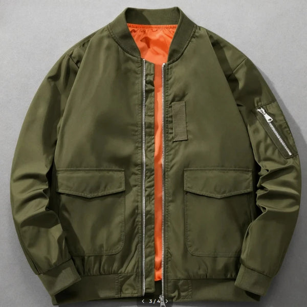 Men’s MA-1 Bomber Jacket – Retro Oversized Baseball Coat, Functional Short Jacket, American Brand Style