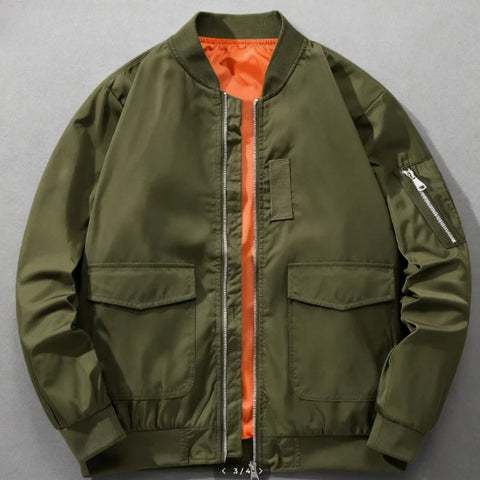 Men’s MA-1 Bomber Jacket – Retro Oversized Baseball Coat, Functional Short Jacket, American Brand Style