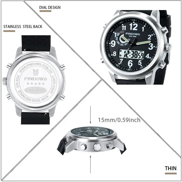 Men's Luxury Sport Watch 2024 – Waterproof Steel Case, Large Dial, Quartz Electronic Movement