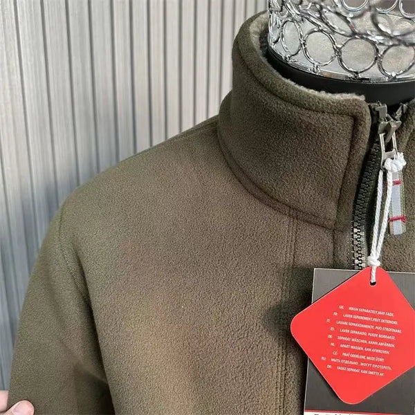 Norway Men’s Winter Fleece Jacket Coat – Thick Warm Casual Zip-Up, Stand Collar, Ameika Style