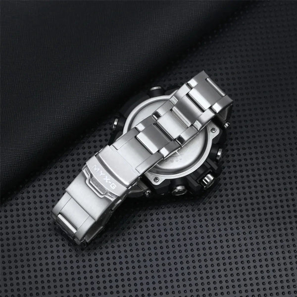 Men’s Eco Drive Watch – Solar + Motion Power, Windmill Dial
This solar-powered men's watch combines kinetic energy, alarm and timer functions, and a unique rotating windmill design—all housed in a durable all-steel body