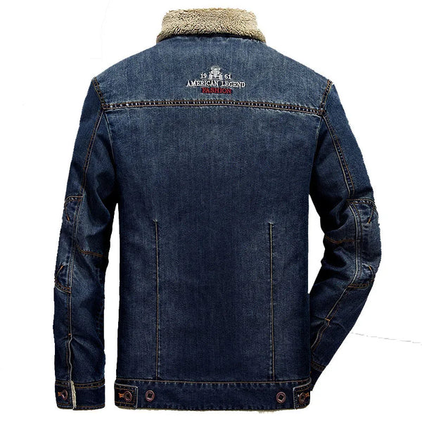 Men’s Winter Streetwear Jacket – Oversized 6XL/7XL Fleece-Lined Denim Coat