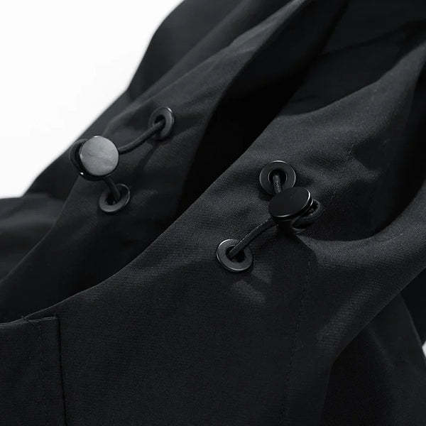 Men's Oversized Waterproof Bomber Jacket – Hooded Windbreaker, Plus Size, Hiking Coat