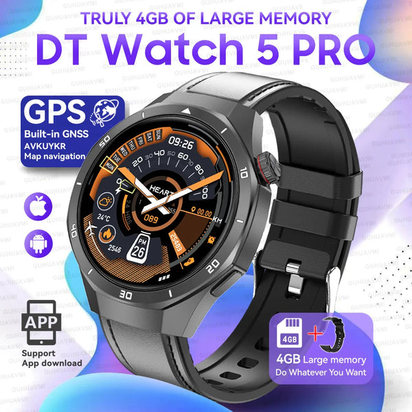 2025 For Android iOS Watch DT5pro Smart Watch 4GB Big Memory GPS Navigation MP3/MP4 Player APP Download Sports trackr Smartwatch