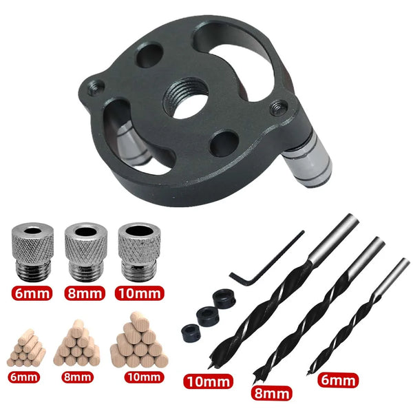 3-10mm Dowel Jig Kit - Self Centering Drill Guide Locator with 8 Steel Bushing -Woodworking Aluminum Alloy Hole Puncher
