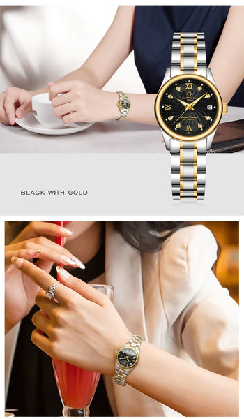 CARNIVAL Women’s Automatic Watch – Luxury Sapphire Mechanical, Calendar, Luminous, Waterproof Reloj Mujer