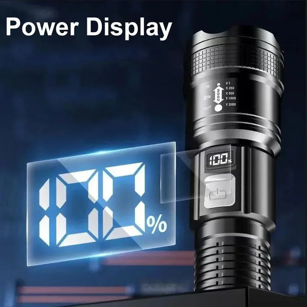 5000LM Powerful P70 Led Flashlights Ultra Bright Tactical Light Emergency Spotlights Telescopic Zoom Light Built-in Battery