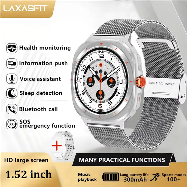 LAXASFIT 1.52" Smart Watch – Bluetooth Calling, Heart Rate & Fitness Tracker for Men & Women