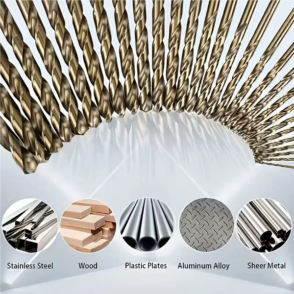 13Pcs Cobalt Drill Bits Set 1/16-1/4 inch, M35  Twist Jobber Length for Hardened Metal, Stainless Steel, Cast Iron and Wood