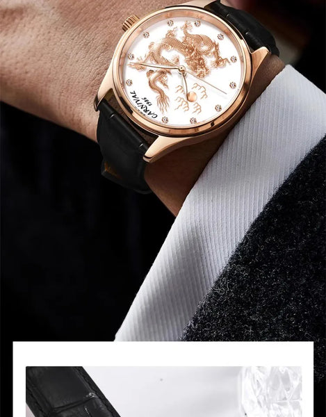 CARNIVAL Men’s Automatic Watch – NH36 Movement, Waterproof Mechanical Dress Wristwatch, Luxury Gold Dragon