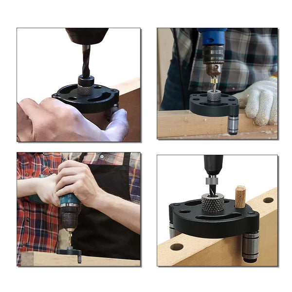 3-10mm Dowel Jig Kit - Self Centering Drill Guide Locator with 8 Steel Bushing -Woodworking Aluminum Alloy Hole Puncher