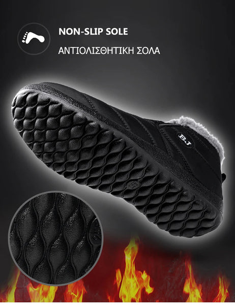 Men's Winter Snow Boots – Waterproof Warm Fur Ankle Boots, Outdoor Botas Hombre, Durable Cold-Weather Footwear