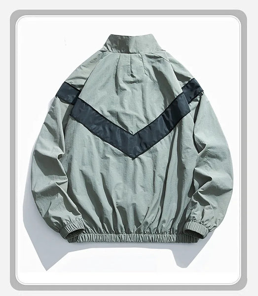 Men’s Vintage Bomber Jacket – Grayish Green, Hooded, Windproof, Quick-Dry, Reflective Training Coat