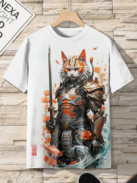 3D Japanese Ukiyo-e Graphic Tee – Casual O-Neck Shirt for Men