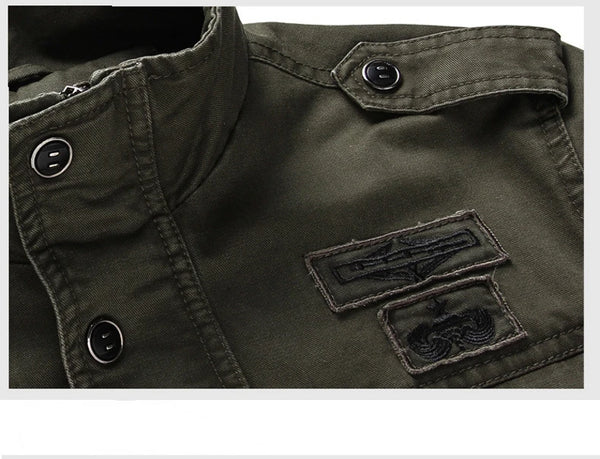 GKKS Men's Military Bomber Jacket – 2023 Autumn Casual Cotton Workwear, Loose Fit