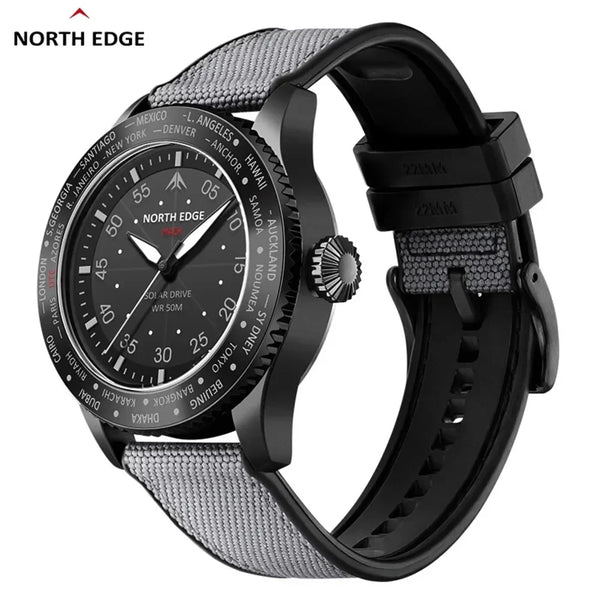 NORTH EDGE MACH 2024 Pilot Watch – Solar Powered, Dual Time, Waterproof